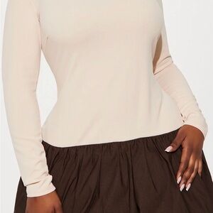 NWT| Fashion Nova Cream and Brown Mini Dress
